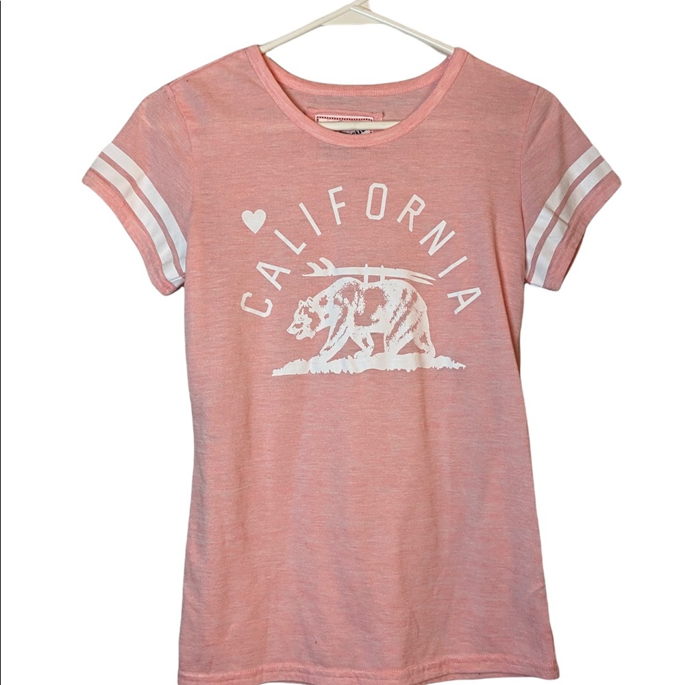 Reflex medium short sleeve pastel baby light pink T-shirt striped tee